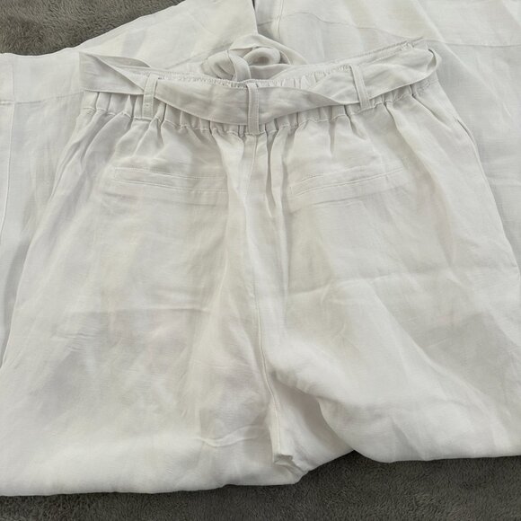 H Halston White Wide Leg Linen Blend Pull On Pants Women's LARGE Vacation Resort - Picture 7 of 7